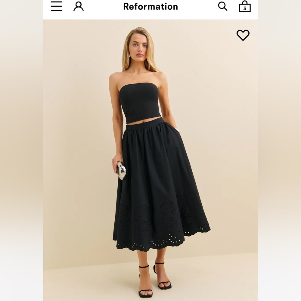 NWT! Reformation Madeleine Skirt Black - Size 4.